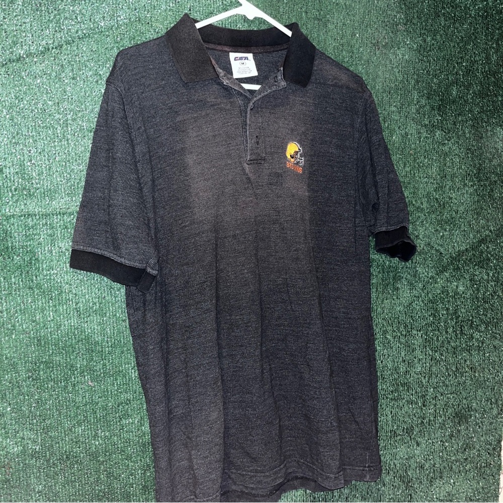 Vintage Y2K Cleveland Browns Gray Faded Polo Shirt M CSA tag NFL Football Ohio